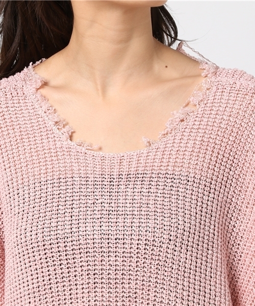 SEA（シー）の「シルクリネンプレーティングカットオフオーバーニット  