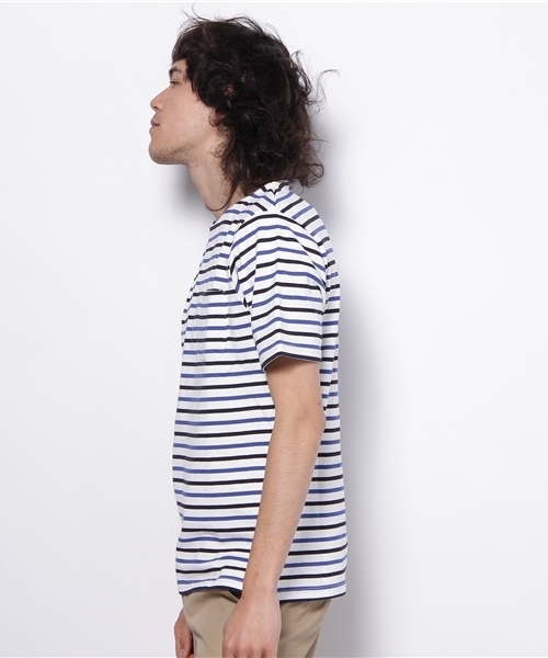 WEGO(ウィゴー)の「16BD天竺マルチボーダーTee(Tシャツ/カットソー・メンズ・ホワイト/ブルー/レッド・MEDIUM/LARGE)」の4枚目の写真