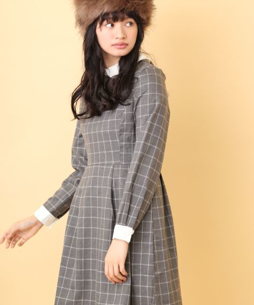 Olivedesolive オリーブデオリーブ の 衿付きチェックワンピース ワンピース Wear