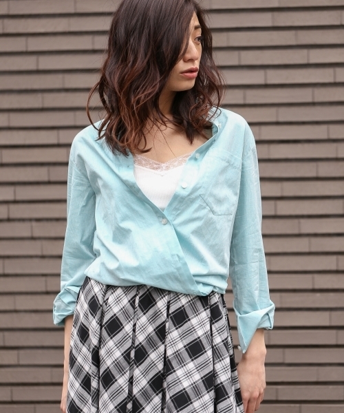 laboratory work（ラボラトリーワーク）の「2wayカシュクールシャツ（シャツ/ブラウス・レディース・ホワイト/ライトグリーン/ネイビー/ライトピンク・MEDIUM）」の2枚目の写真