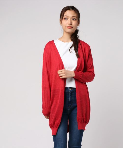 AMERICAN HOLIC（アメリカンホリック）の「・麻混トッパーカーディガン（カーディガン/ボレロ・レディース・ブラウン/ベージュ/マスタード/レッド/ブルー/ネイビー/チャコールグレー・FREE）」の7枚目の写真