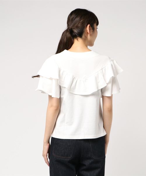 Te chichi TERRASSE(テチチテラス)の「フロントフリルプルオーバー(Tシャツ/カットソー・レディース・オフホワイト/ブラック/カーキ/ボルドー・フリ-)」の6枚目の写真