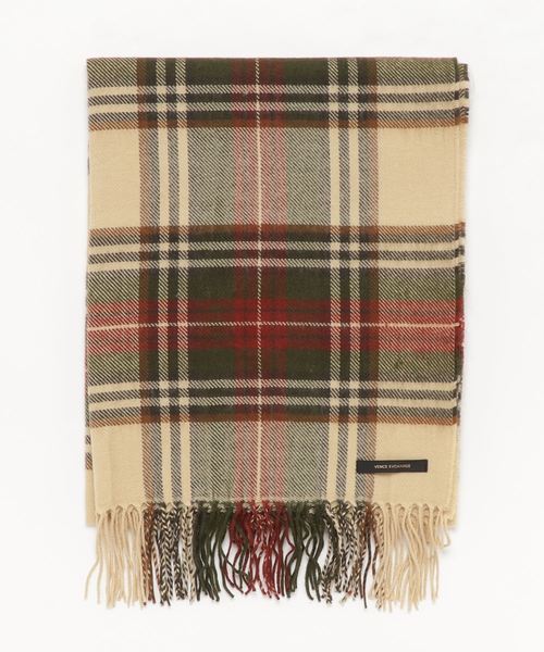 VENCEEXCHANGE（ヴァンスエクスチェンジ）の「タータンチェックストール（ストール/ショール・レディース・ホワイト/ブラック/ベージュ/ネイビー・FREE）」の3枚目の写真