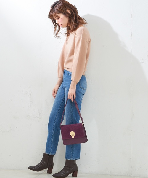 natural couture（ナチュラルクチュール）の「きれいめキーネックニット（ニット/セーター・レディース・ブラック/ベージュ/オフホワイト/イエロー/ラベンダー・FREE）」の10枚目の写真