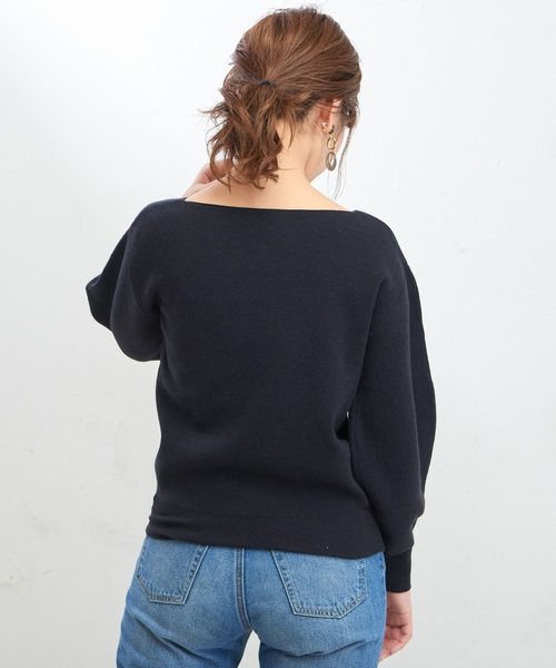 natural couture（ナチュラルクチュール）の「きれいめキーネックニット（ニット/セーター・レディース・ブラック/ベージュ/オフホワイト/イエロー/ラベンダー・FREE）」の17枚目の写真