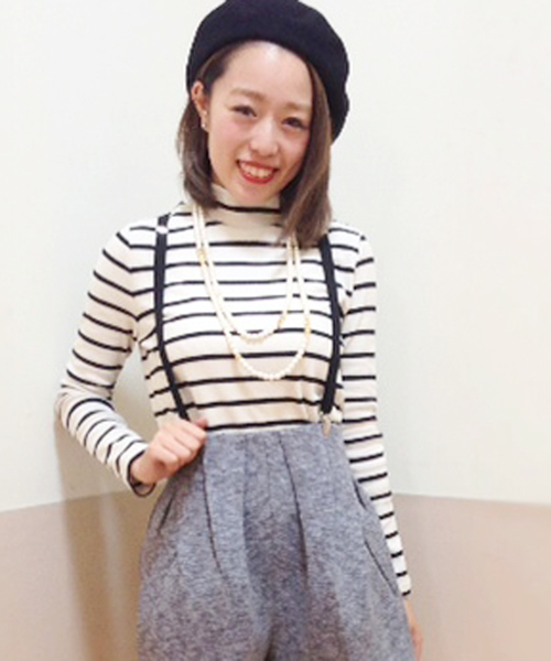 Chico（チコ）の「リブボーダーハイネックT（Tシャツ/カットソー・レディース・ホワイト/グリーン・FREE）」の2枚目の写真