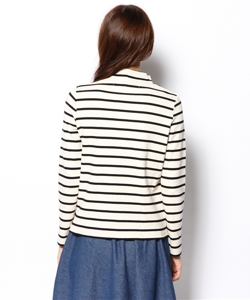 Chico（チコ）の「リブボーダーハイネックT（Tシャツ/カットソー・レディース・ホワイト/グリーン・FREE）」の5枚目の写真