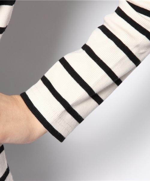 Chico（チコ）の「リブボーダーハイネックT（Tシャツ/カットソー・レディース・ホワイト/グリーン・FREE）」の7枚目の写真