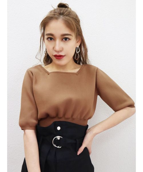 EMODA（エモダ）の「コンパクトＷフロントニット（ニット/セーター・レディース・ホワイト/ブラック/ライム/ブラウン・FREE）」の3枚目の写真