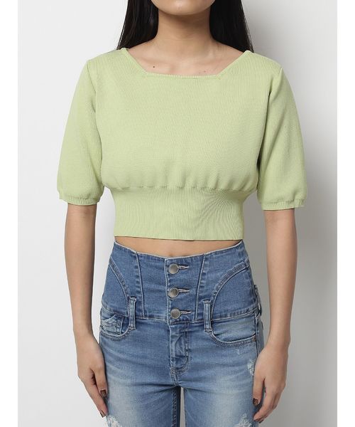 EMODA（エモダ）の「コンパクトＷフロントニット（ニット/セーター・レディース・ホワイト/ブラック/ライム/ブラウン・FREE）」の8枚目の写真