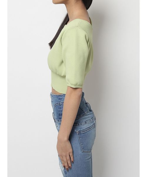 EMODA（エモダ）の「コンパクトＷフロントニット（ニット/セーター・レディース・ホワイト/ブラック/ライム/ブラウン・FREE）」の5枚目の写真