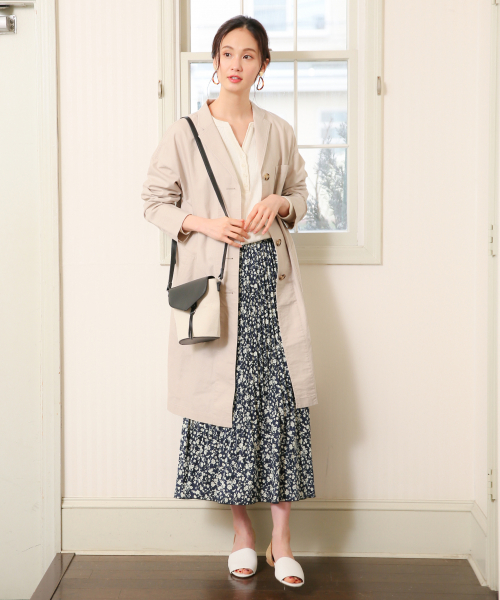 GLOBAL WORK（グローバルワーク）の「フラワーサテンプリーツスカート