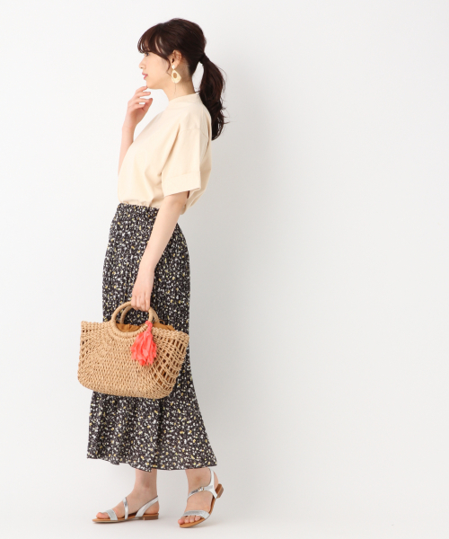 GLOBAL WORK（グローバルワーク）の「フラワーサテンプリーツスカート