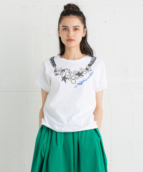 LANVIN en Bleu(ランバンオンブルー)の「ネックレスプリントTEE(Tシャツ/カットソー)」|オフホワイト
