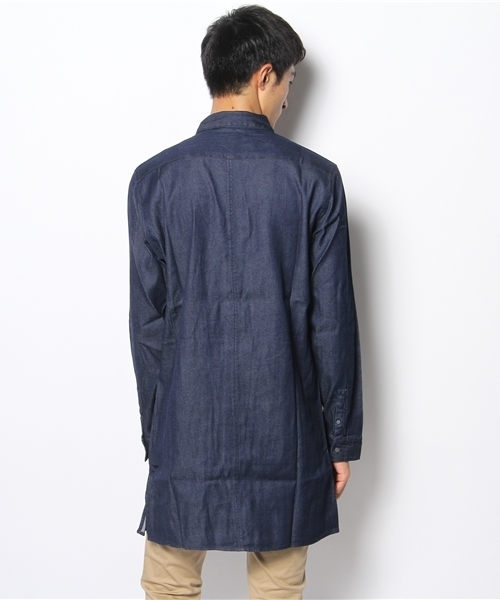 WEGO(ウィゴー)の「WEGO/コットンレーヨンデニムロングシャツ(シャツ/ブラウス・メンズ・ダークインディゴブルー/ライトインディゴブルー・MEDIUM/LARGE)」の8枚目の写真