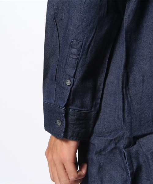 WEGO(ウィゴー)の「WEGO/コットンレーヨンデニムロングシャツ(シャツ/ブラウス・メンズ・ダークインディゴブルー/ライトインディゴブルー・MEDIUM/LARGE)」の10枚目の写真