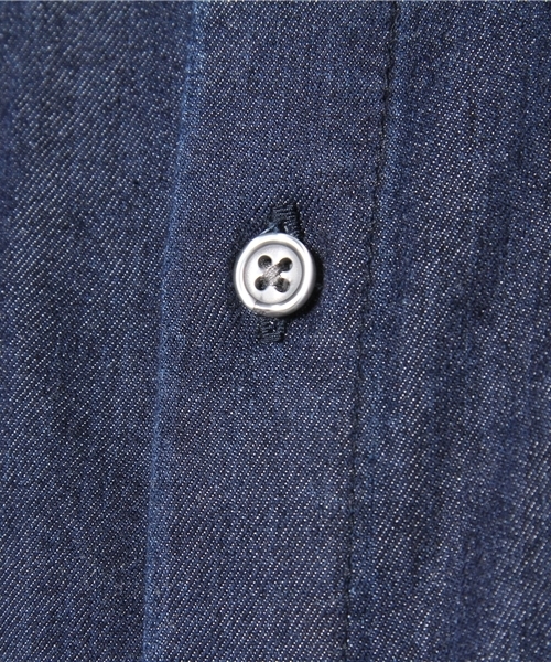 WEGO(ウィゴー)の「WEGO/コットンレーヨンデニムロングシャツ(シャツ/ブラウス・メンズ・ダークインディゴブルー/ライトインディゴブルー・MEDIUM/LARGE)」の12枚目の写真