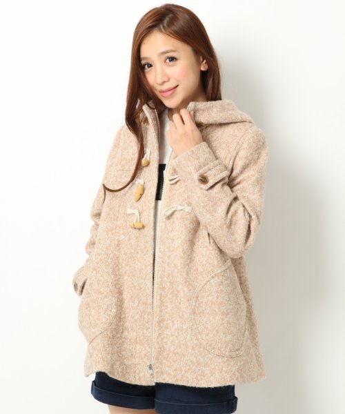 Heather（ヘザー）の「BIGフードダッフルコート 547128（ダッフルコート・レディース・ホワイト×ブラック/ベージュ系その他/アイボリー・SMALL/MEDIUM）」の3枚目の写真