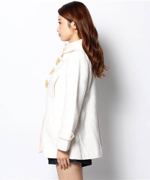 Heather（ヘザー）の「BIGフードダッフルコート 547128（ダッフルコート・レディース・ホワイト×ブラック/ベージュ系その他/アイボリー・SMALL/MEDIUM）」の5枚目の写真