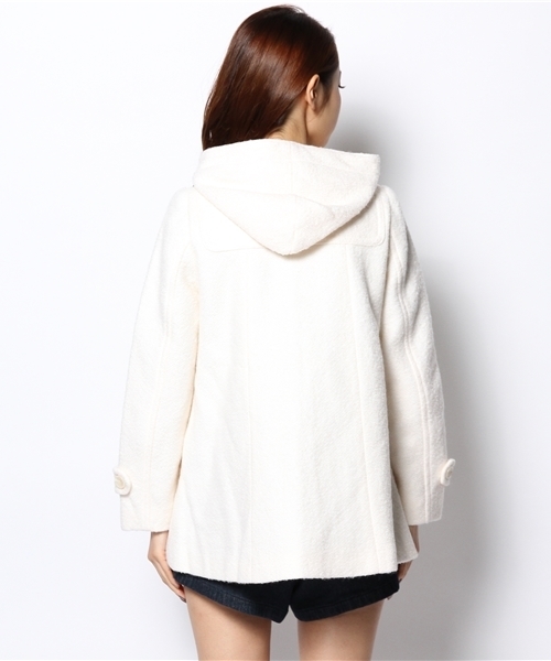 Heather（ヘザー）の「BIGフードダッフルコート 547128（ダッフルコート・レディース・ホワイト×ブラック/ベージュ系その他/アイボリー・SMALL/MEDIUM）」の6枚目の写真