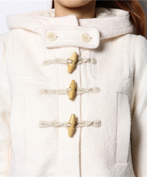 Heather（ヘザー）の「BIGフードダッフルコート 547128（ダッフルコート・レディース・ホワイト×ブラック/ベージュ系その他/アイボリー・SMALL/MEDIUM）」の7枚目の写真