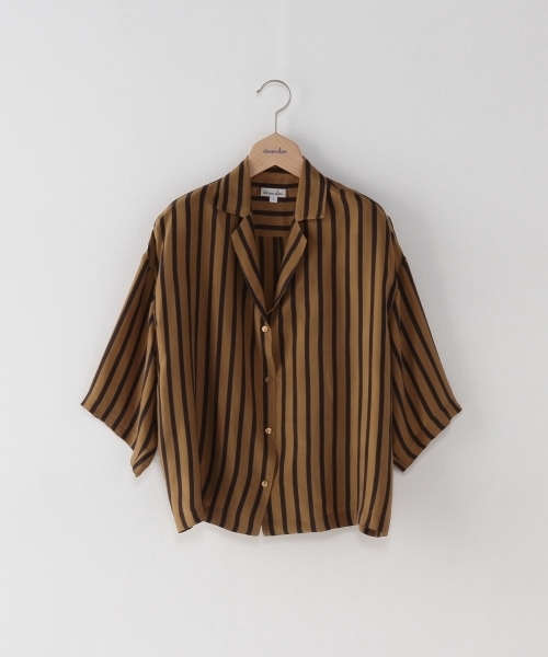 BEAUTY&YOUTH UNITED ARROWS(ビューティーアンドユースユナイテッドアローズ)の「<steven alan>CUPRA STRIPE WIDE SHIRT/シャツ(シャツ/ブラウス・レディース・ブラウン/ワインレッド・MEDIUM/SMALL)」の1枚目の写真