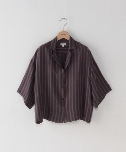 BEAUTY&YOUTH UNITED ARROWS(ビューティーアンドユースユナイテッドアローズ)の「<steven alan>CUPRA STRIPE WIDE SHIRT/シャツ(シャツ/ブラウス・レディース・ブラウン/ワインレッド・MEDIUM/SMALL)」の2枚目の写真