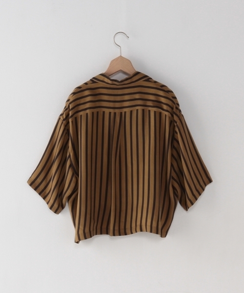 BEAUTY&YOUTH UNITED ARROWS(ビューティーアンドユースユナイテッドアローズ)の「<steven alan>CUPRA STRIPE WIDE SHIRT/シャツ(シャツ/ブラウス・レディース・ブラウン/ワインレッド・MEDIUM/SMALL)」の3枚目の写真