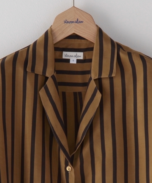 BEAUTY&YOUTH UNITED ARROWS(ビューティーアンドユースユナイテッドアローズ)の「<steven alan>CUPRA STRIPE WIDE SHIRT/シャツ(シャツ/ブラウス・レディース・ブラウン/ワインレッド・MEDIUM/SMALL)」の4枚目の写真