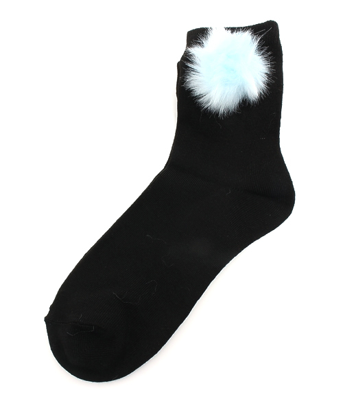 WEGO（ウィゴー）の「WEGO/ポンポン付きソックス（ソックス/靴下・レディース・サックスブルー/パープル/ピンク/ホワイト・FREE）」の3枚目の写真