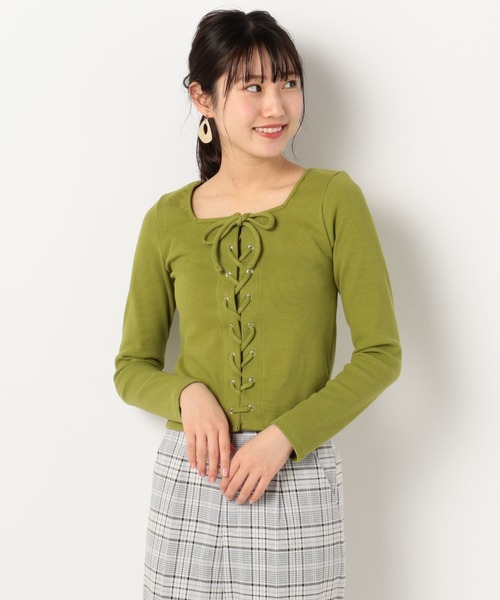 archives（アルシーヴ）の「RIB2WAYレースアッププルオーバー（Tシャツ/カットソー・レディース・ブルー/グリーン/オフホワイト/ブラック・MEDIUM）」の4枚目の写真