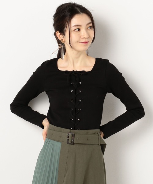 archives（アルシーヴ）の「RIB2WAYレースアッププルオーバー（Tシャツ/カットソー・レディース・ブルー/グリーン/オフホワイト/ブラック・MEDIUM）」の14枚目の写真