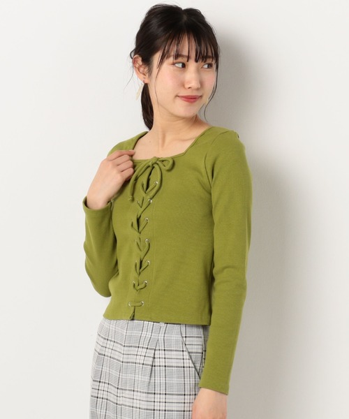 archives（アルシーヴ）の「RIB2WAYレースアッププルオーバー（Tシャツ/カットソー・レディース・ブルー/グリーン/オフホワイト/ブラック・MEDIUM）」の12枚目の写真