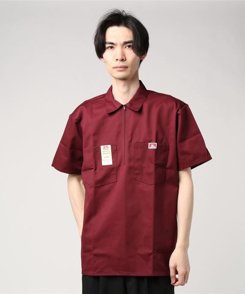 BEN DAVIS（ベンデイビス）の「【BEN DAVIS/ベンデイビス】（UN）SHORT SLEEVE SOLID 1/2 ZIP（シャツ/ブラウス・メンズ・レッド/ネイビー/マルーン/オリーブ/オレンジ/チャコール/ホワイト/ブラック/カーキ/ブラウン・MEDIUM/LARGE/X-LARGE）」の9枚目の写真
