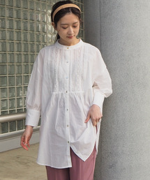 tiptop | 2020SS　<pocket>【Web限定アイテム】バンドカラーレースシャツチュニック(シャツ/ブラウス)