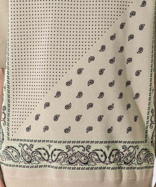 UNITED TOKYO(ユナイテッドトウキョウ)の「バンダナ柄S/Sサマーニット/ビックシルエット(ニット/セーター・メンズ・ブラック/ベージュ・1/2/3)」の13枚目の写真