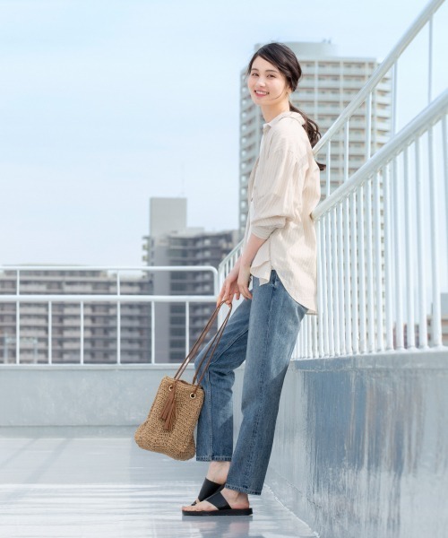 GLOBAL WORK（グローバルワーク）の「ペーパー巾着ショルダ/876389（ショルダーバッグ・レディース・オフホワイト/グレー/ベージュ・ONE SIZE）」の5枚目の写真