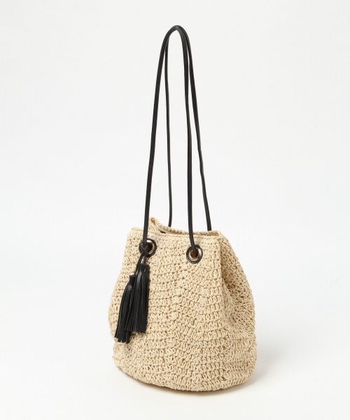 GLOBAL WORK（グローバルワーク）の「ペーパー巾着ショルダ/876389（ショルダーバッグ・レディース・オフホワイト/グレー/ベージュ・ONE SIZE）」の8枚目の写真