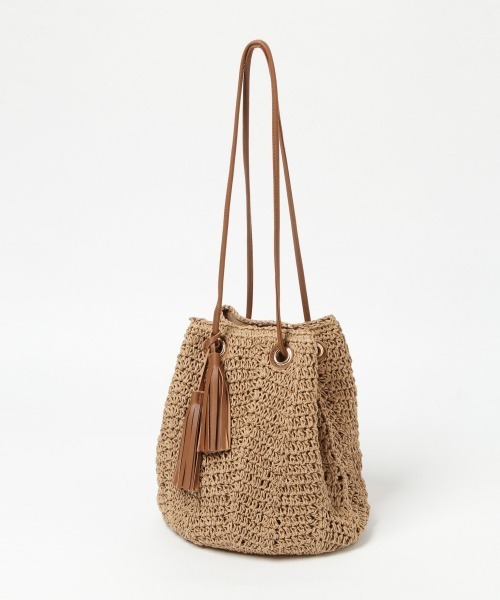 GLOBAL WORK（グローバルワーク）の「ペーパー巾着ショルダ/876389（ショルダーバッグ・レディース・オフホワイト/グレー/ベージュ・ONE SIZE）」の9枚目の写真