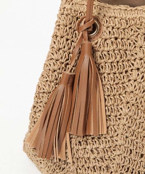 GLOBAL WORK（グローバルワーク）の「ペーパー巾着ショルダ/876389（ショルダーバッグ・レディース・オフホワイト/グレー/ベージュ・ONE SIZE）」の14枚目の写真