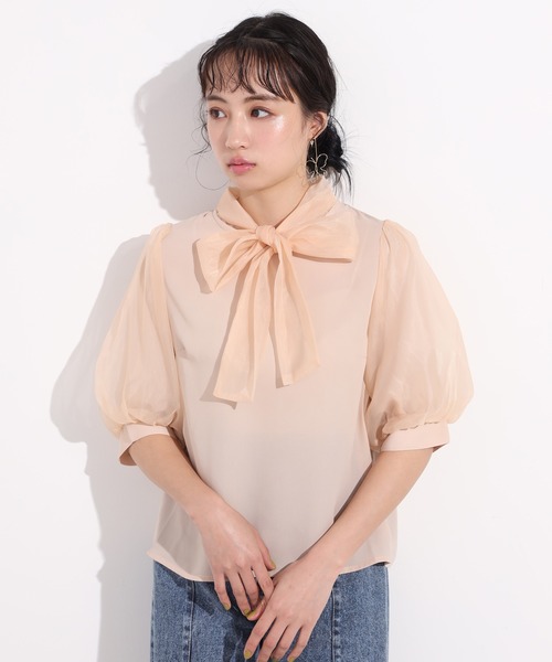 one after another NICE CLAUP（ワンアフターアナザーナイスクラップ）の「【WEB限定】オーガンボウタイブラウス（シャツ/ブラウス・レディース・ブラック/アイボリー/ピンクベージュ・FREE）」の21枚目の写真