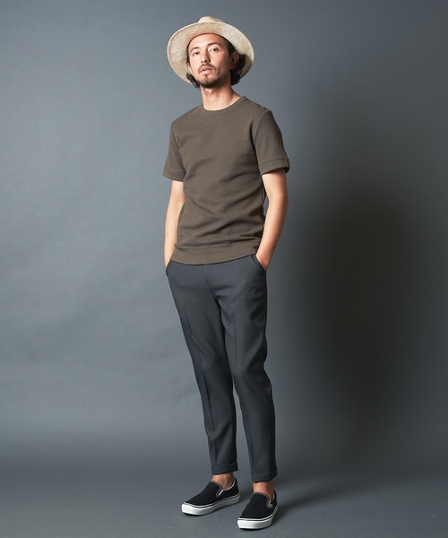 Magine(マージン)の「CTN RIVERSIBLE KNIT C/N S/S:コットンリバーシブルニットクルーネック(Tシャツ/カットソー・メンズ・ホワイト/チャコールグレー/ブラック/オリーブ・44/46/48)」の7枚目の写真