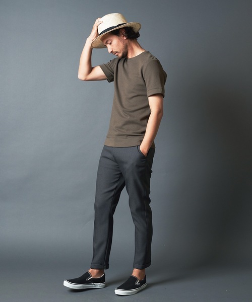 Magine(マージン)の「CTN RIVERSIBLE KNIT C/N S/S:コットンリバーシブルニットクルーネック(Tシャツ/カットソー・メンズ・ホワイト/チャコールグレー/ブラック/オリーブ・44/46/48)」の13枚目の写真