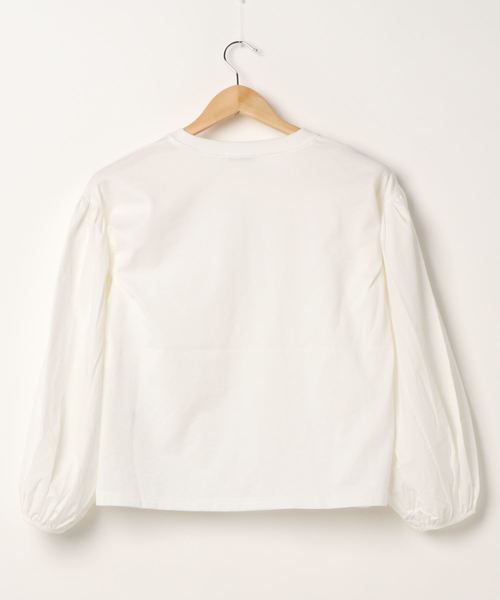 CLANE（クラネ）の「COMBINATION PUFF TOPS（Tシャツ/カットソー・レディース・ホワイト/ブラック/ベージュ・1/2）」の4枚目の写真