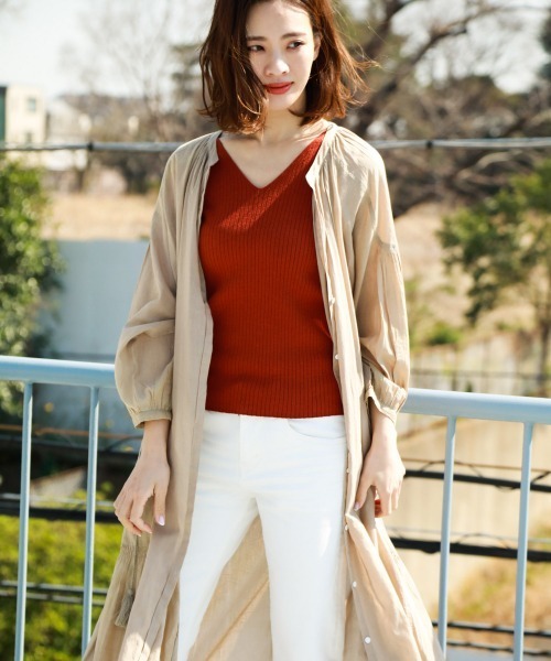 BAYFLOW（ベイフロー）の「ボイルハオリワンピース（ワンピース・レディース・ベージュ/ブラウン/レッド・FREE）」の7枚目の写真