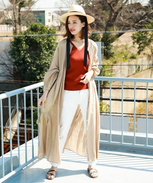 BAYFLOW（ベイフロー）の「ボイルハオリワンピース（ワンピース・レディース・ベージュ/ブラウン/レッド・FREE）」の11枚目の写真