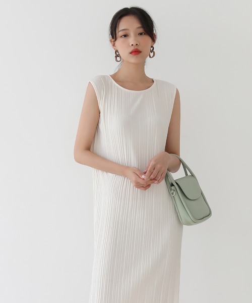 セール シンプル プリーツ タンクトップロング ワンピース シャツワンピース By Muni R バイ ムニール のファッション通販 Zozotown