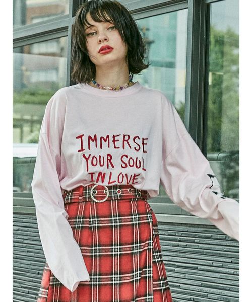 jouetie（ジュエティ）の「グランジロンT（Tシャツ/カットソー・レディース・ブラック/アイボリー/ピンク・MEDIUM）」の8枚目の写真