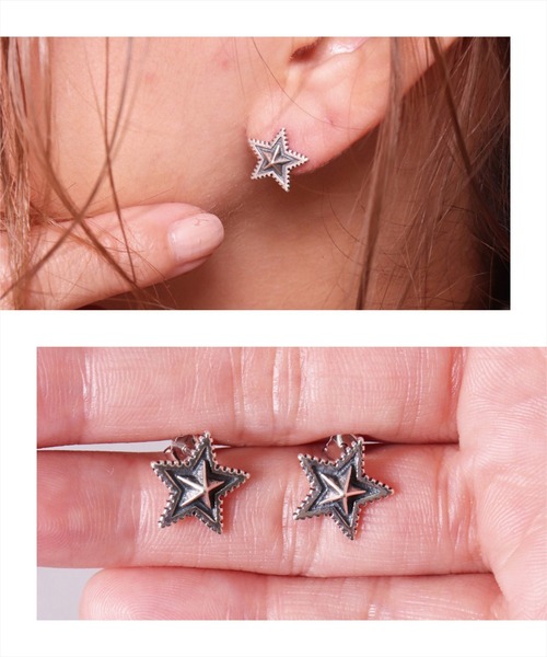  REFLECT シルバーピアス（両耳用） ピアス 小さい バー 円柱 レディース メンズ シルバー ブラック