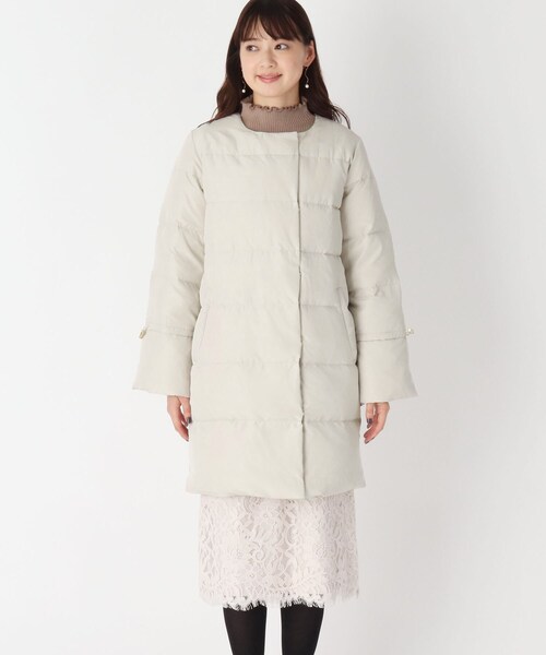 Index インデックスKAWADAノーカラーミドルダウンコート河田フェザー